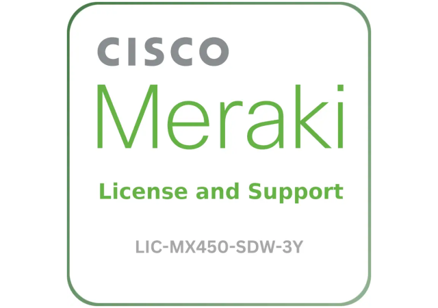 Cisco Meraki LIC-MX450-SDW-3Y Secure SD-WAN Plus - License and Support Service