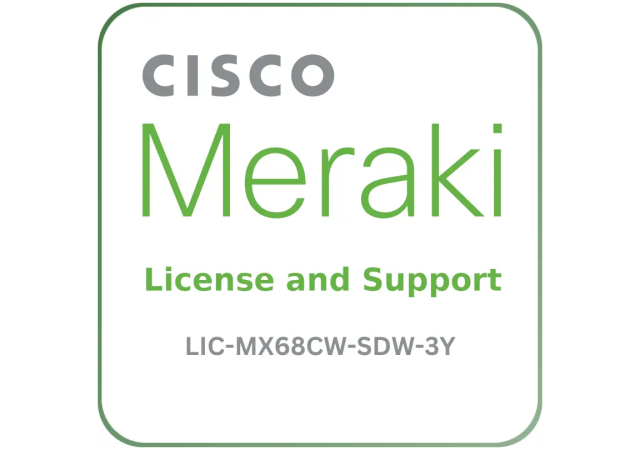 Cisco Meraki LIC-MX68CW-SDW-3Y Secure SD-WAN Plus - License and Support Service